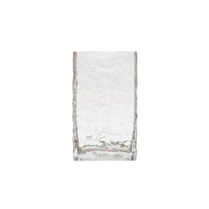 Bloomingville 8" Clear Rectangular Hammered Glass Vase, NWT